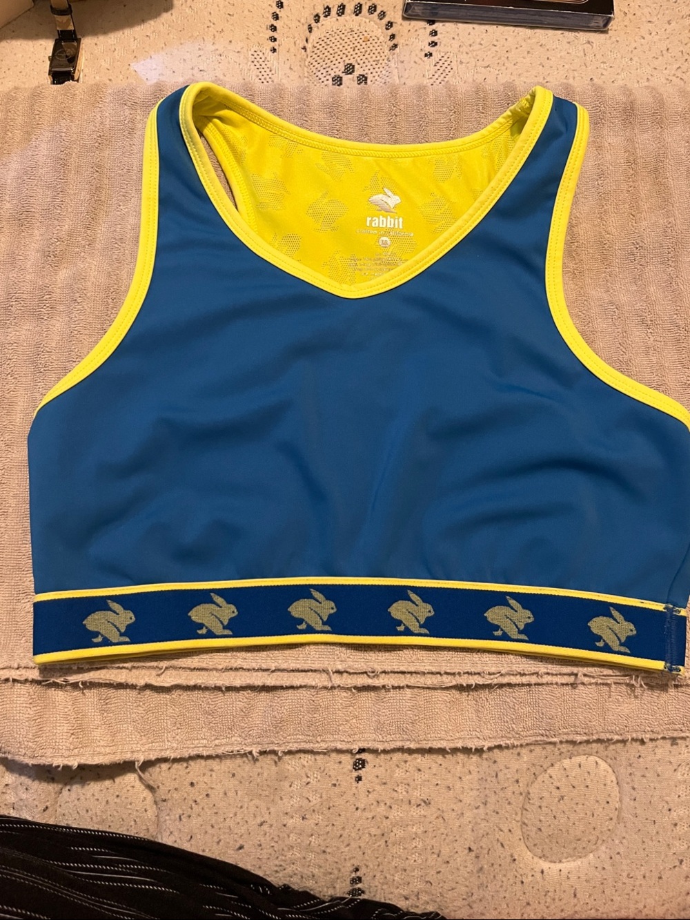 Blue & Yellow Crop Sports Topx